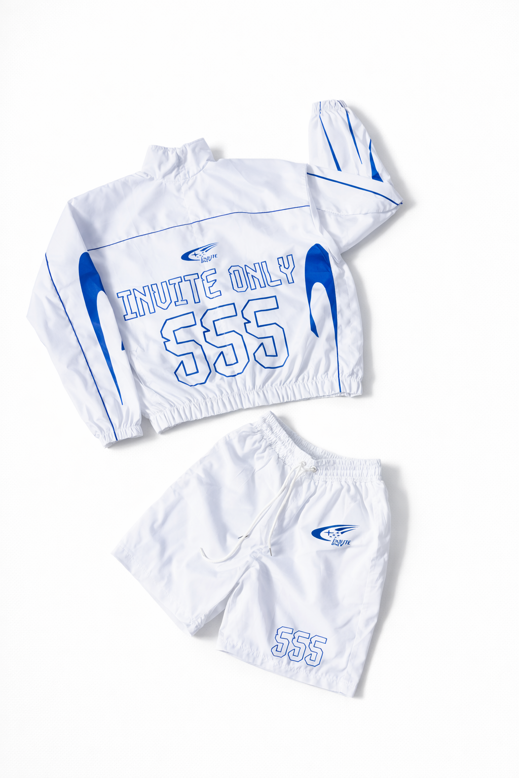 555 FASTLANE WHITE/BLUE SHORT SET